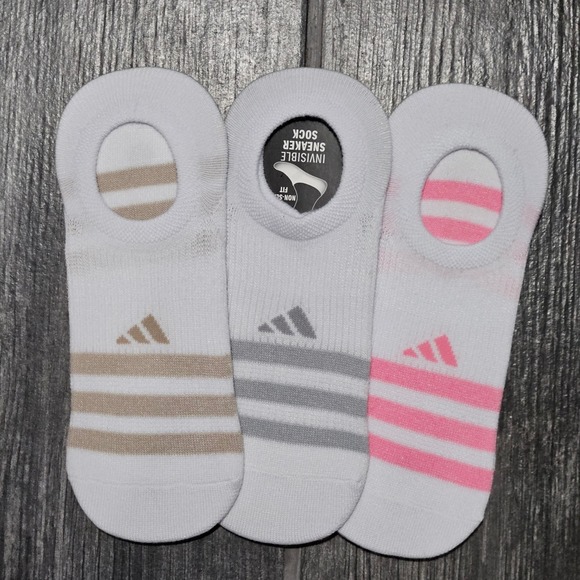 Adidas Women's No Show Socks 3-Stripe‎ Liner Invisible Sneaker Socks 3-Pack - Picture 2 of 3